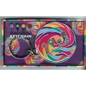 Dylan's Candy Rainbow Whirly Pop Lollipop Round Keychain Fob